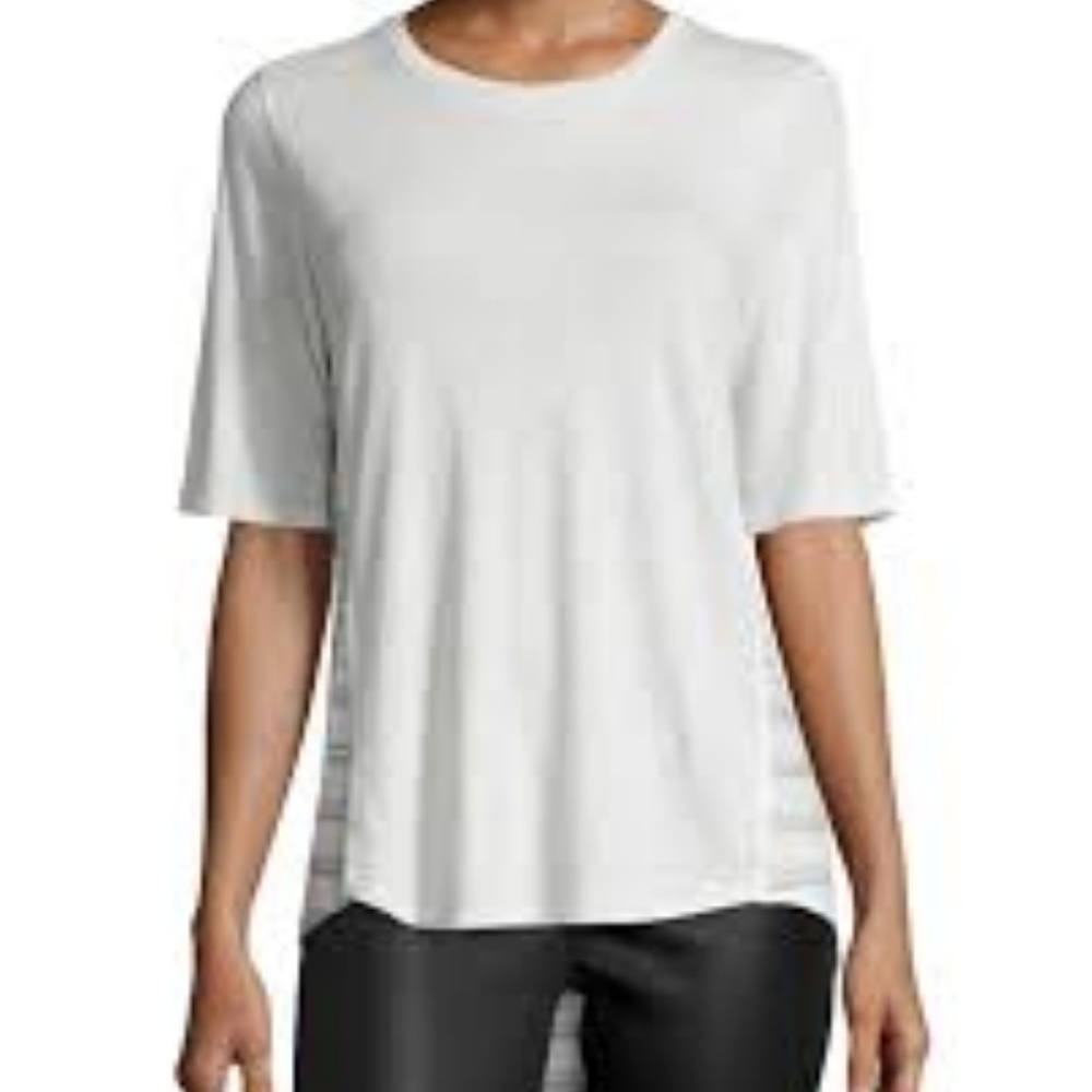 Vince women S Melange striped relaxed tee pima cotton hi-low mix media boho